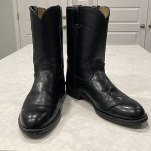 Justin Men’s Basics Black Cow Roper Boots - Sz 9D